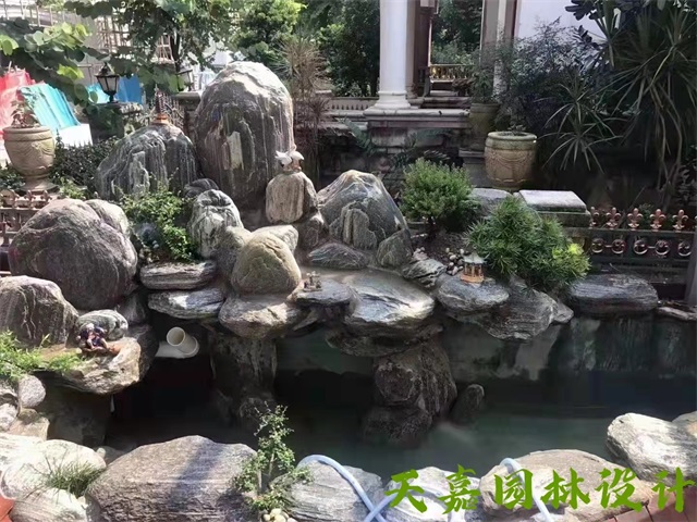 炎陵假山流水喷泉鱼池制作